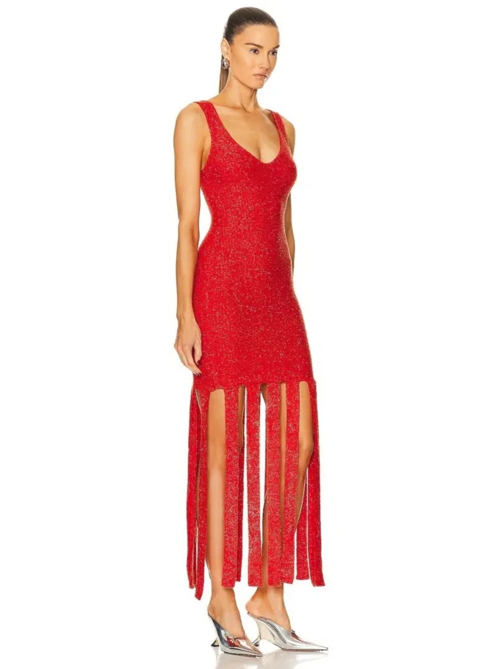 Simon Miller Red Sleeveless Fringe Maxi Dress